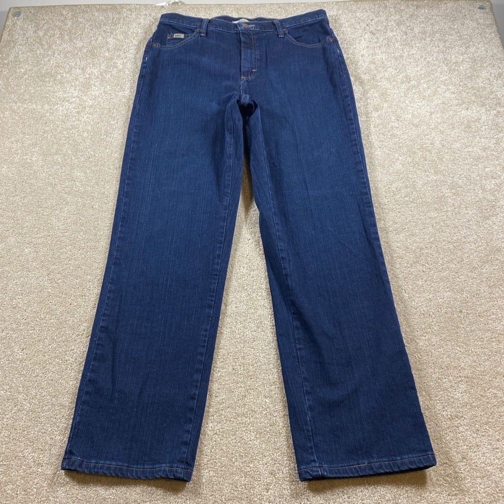 Lee Relaxed Straight Leg Jeans Womens 10 Medium Blue Dark Wash Stretch Denim
